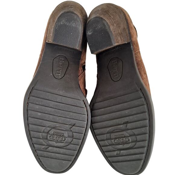 Western Slouchy Suede Cowboy Ankle Boots Born Sz 8 Brown Retro Rugged Distressed - Picture 8 of 8